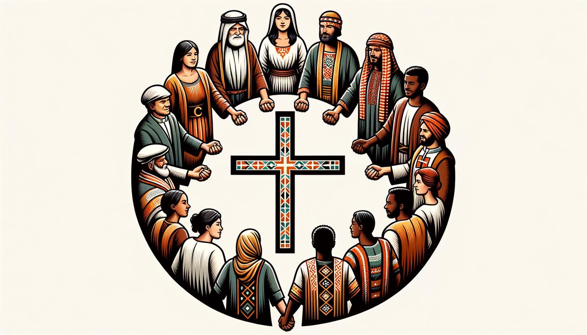 Symbolic representation of early Church unity amidst diversity