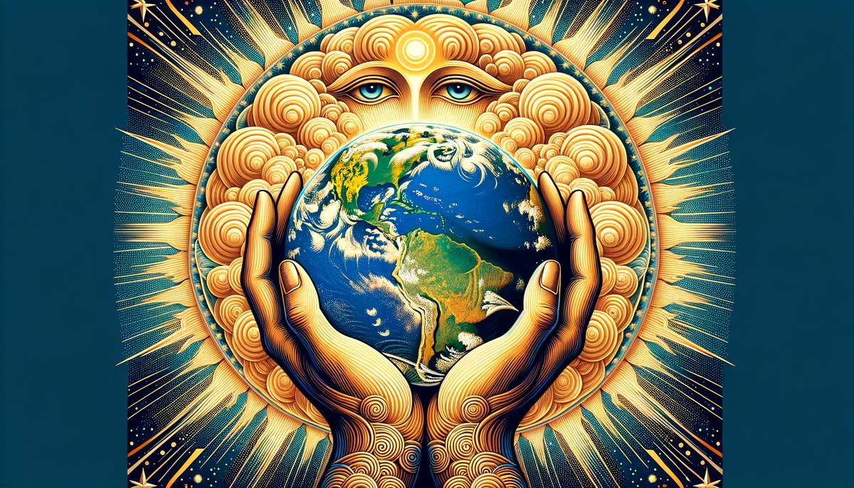 Divine hands holding the world, symbolizing God's sovereignty over all creation
