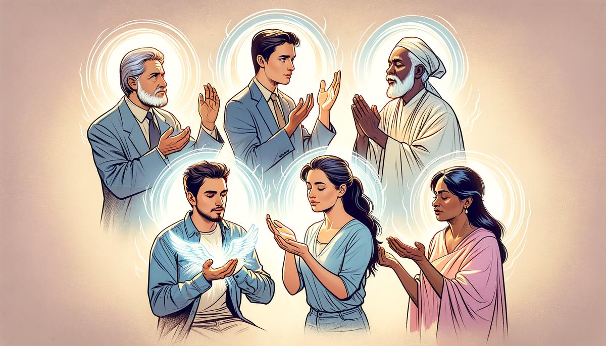 Believers empowered by the Holy Spirit performing various spiritual gifts