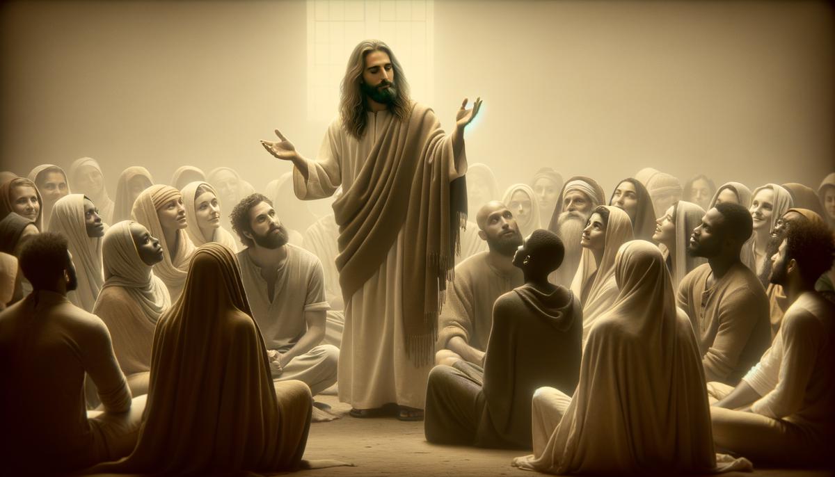Jesus Christ teaching his disciples, embodying the roles of Wonderful Counselor and Prince of Peace