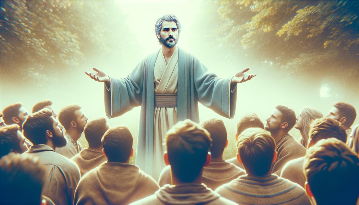 Jesus teaching his disciples, referring to himself as the Son of Man