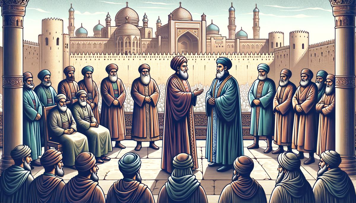 Prophet Isaiah addressing King Ahaz in the royal court of Jerusalem