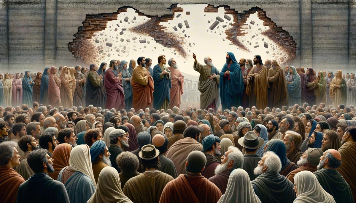 Peter and Paul preaching to a diverse crowd of Gentiles