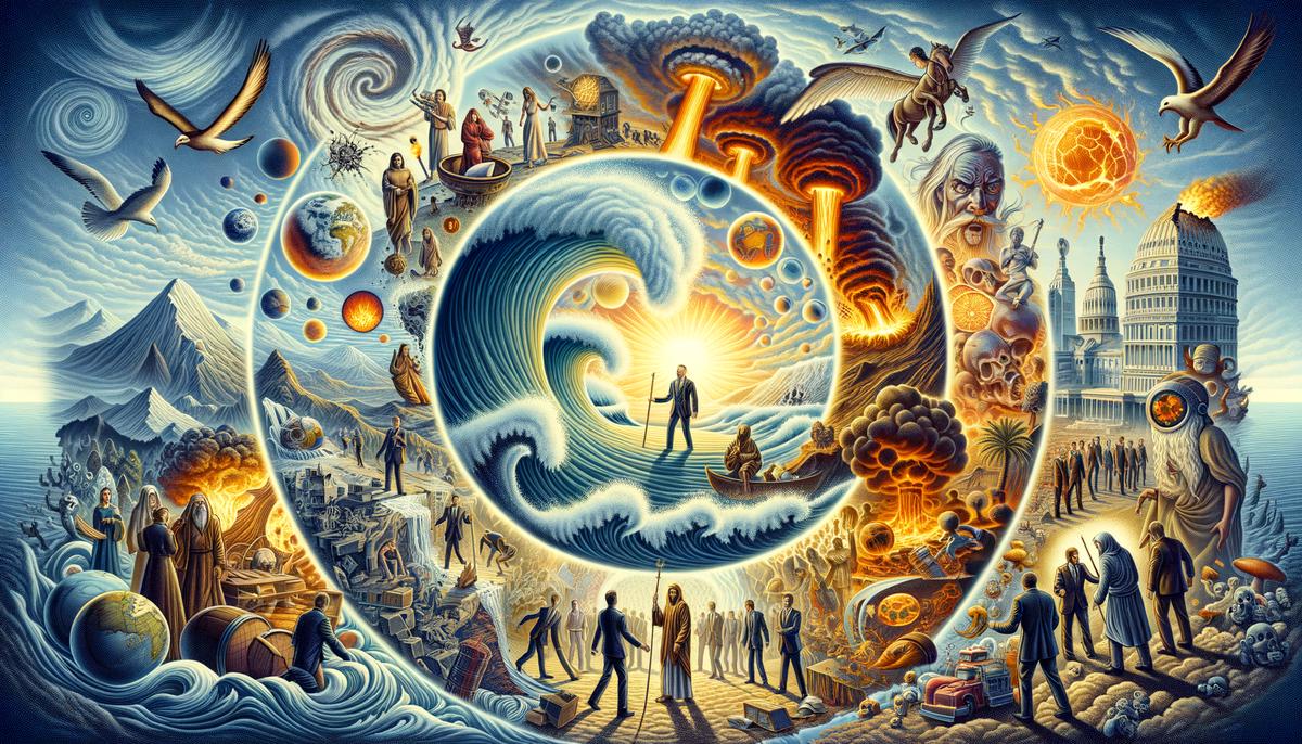 A collage of images representing biblical signs of the end times